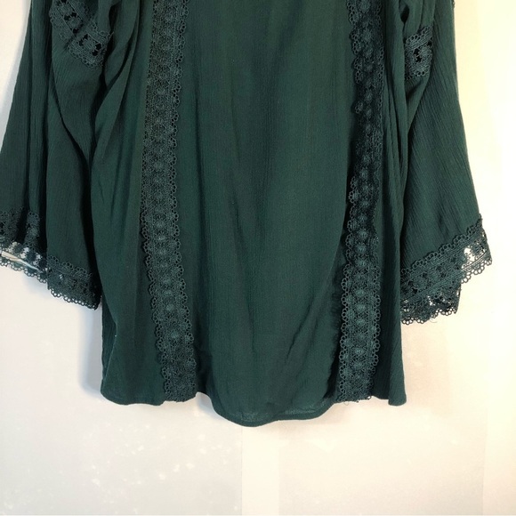 Valerie Stevens Emerald Green Cold Shoulder Peasant Blouse - Picture 3 of 12